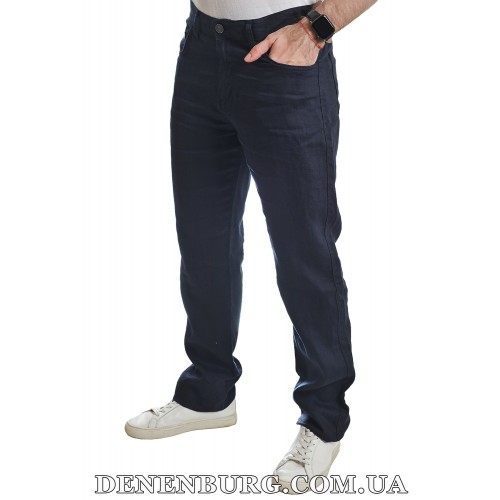 Брюки чоловічі лляні LE GUTTI 25-8038-11 темно-сині